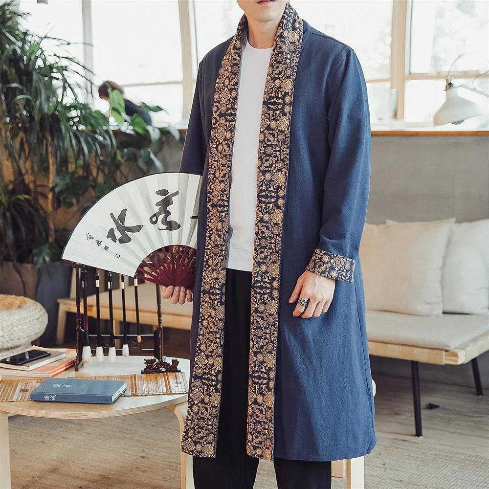 Casual Stitching Printed Linen Cloak Windbreaker: Your Ultimate Youth Fashion Statement - Minihomy