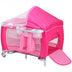 Foldable Baby Crib Playpen with Mosquito Net and Bag-Pink - Color: Pink - Minihomy