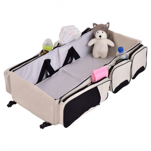 3 in 1 Portable Infant Bassinet Diaper Bag Beige - Minihomy