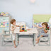 Kids Table and 2 Chairs Set with Storage Shelf-White - Minihomy