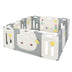 14-Panel Foldable Baby Playpen Safety Yard with Storage Bag - Color: Gray & White - Minihomy