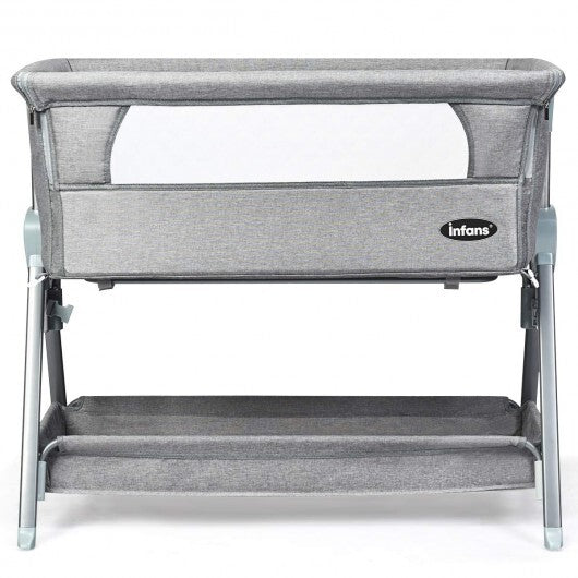 Adjustable Baby Bedside Crib with Large Storage-Gray - Minihomy