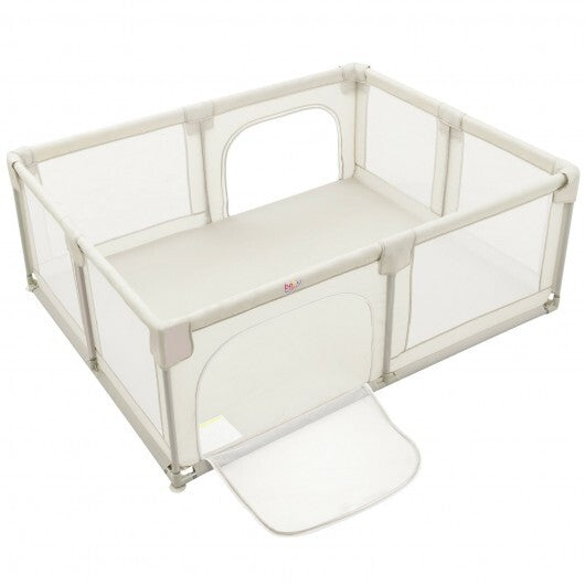 Baby Playpen Extra Large Kids Activity Center Safety Play-White - Color: White - Minihomy