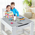 Kids Table Chairs Set With Storage Boxes Blackboard Whiteboard Drawing-White - Color: White - Minihomy