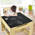 Kids Table Chairs Set With Storage Boxes Blackboard Whiteboard Drawing-Natural - Color: Natural - Minihomy