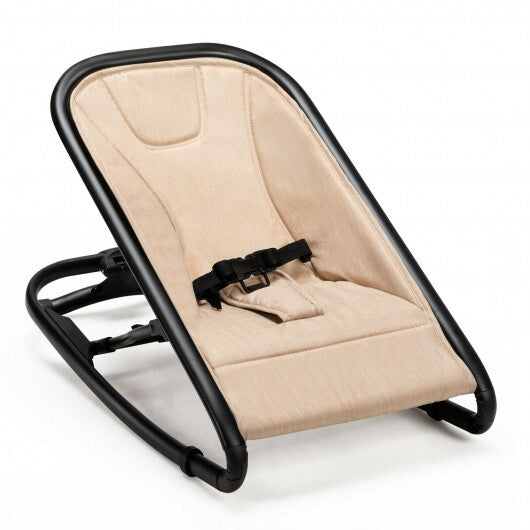 2-in-1 Adjustable Baby Bouncer and Rocker-Beige - Color: Beige - Minihomy