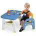 Kids Activity Table and Chair Set with Montessori Toys for Preschool and Kindergarten-Blue - Color: Blue - Minihomy