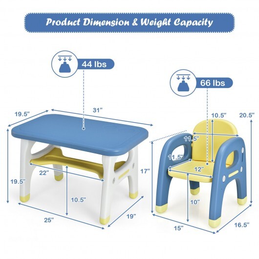 Kids Activity Table and Chair Set with Montessori Toys for Preschool and Kindergarten-Blue - Minihomy