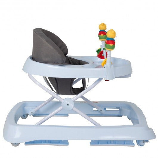 Adjustable Height Removable Folding Portable Baby Walker-Blue - Minihomy