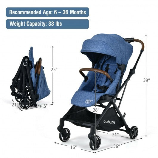 2-in-1 Convertible Aluminum Baby Stroller with Adjustable Canopy-Blue - Color: Blue - Minihomy