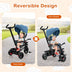 4-in-1 Baby Tricycle Toddler Trike with Convertible Seat-Blue - Color: Blue - Minihomy