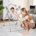 Electric Foldable Baby Rocking Chair with Adjustable Backrest-Beige - Color: Beige - Minihomy