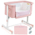 Portable Baby Bedside Bassinet with 5-level Adjustable Heights and Travel Bag-Pink - Color: Pink - Minihomy