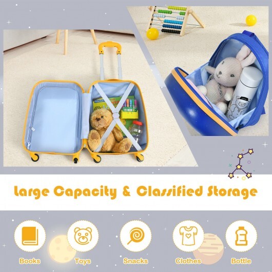 2 Pieces Kids Luggage Set with Backpack and Suitcase for Travel - Color: Blue - Minihomy