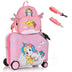 2 Pieces 18 Inch Ride-on Kids Luggage Set with Spinner Wheels-Pink - Color: Pink - Minihomy