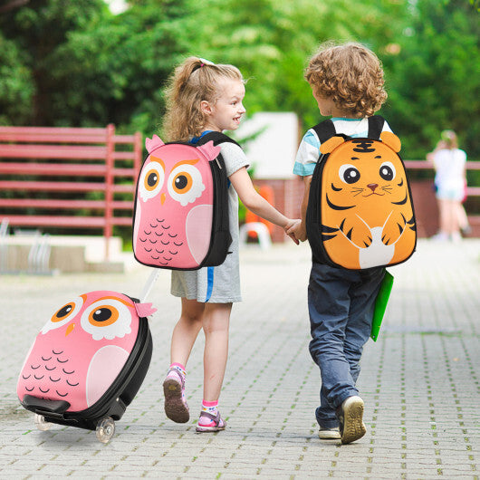 Lightweight and Portable Rolling Suitcase for Children-Pink - Color: Pink - Minihomy