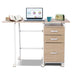 Folding Computer Laptop Desk Wheeled Home Office Furniture-Natural - Color: Natural - Minihomy