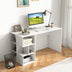 Modern Computer Desk with 3 Tier Storage Shelves for Home Office-White - Color: White - Minihomy