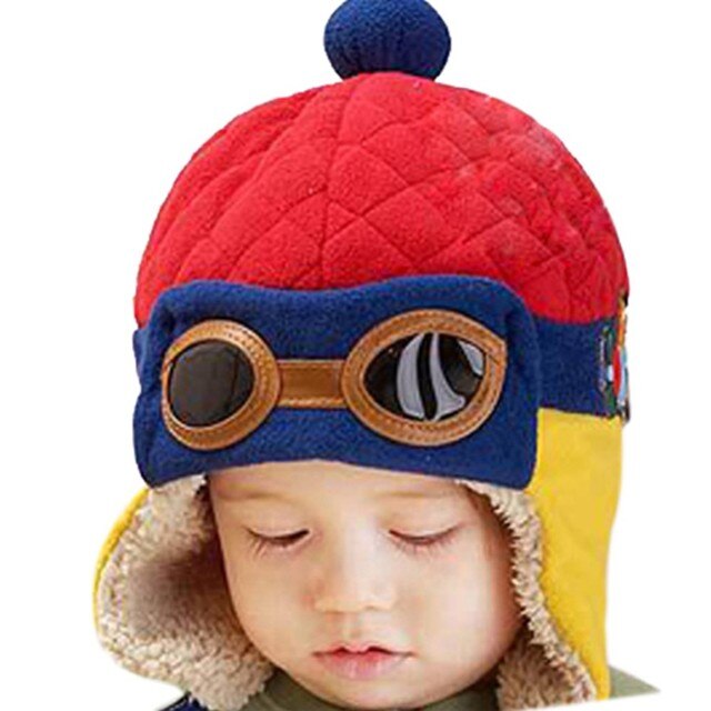 Cool Baby Hats Boys Girls Pilot Aviator Hat Winter Cotton Warm Ear Cap - Minihomy