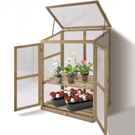 30 x 22 x 43 Inch Garden Portable Wooden Greenhouse - Color: Gray - Minihomy