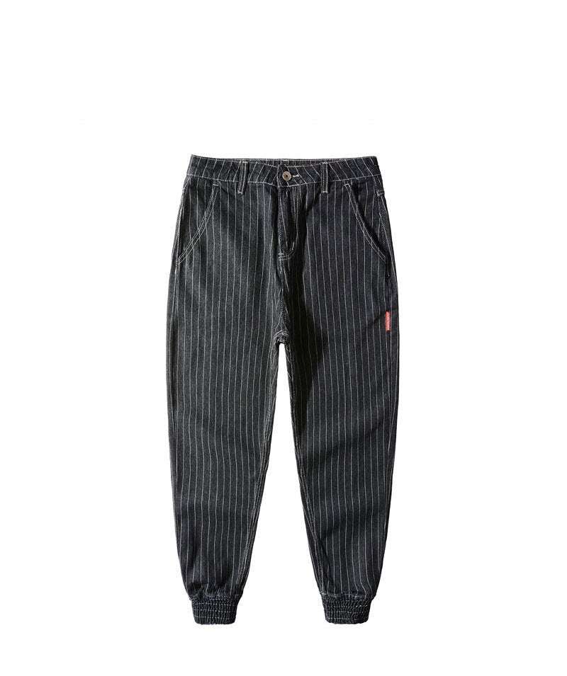 Japanese Style Men Jeans Stripe Designer Casual Denim Cargo Pants Men - Minihomy