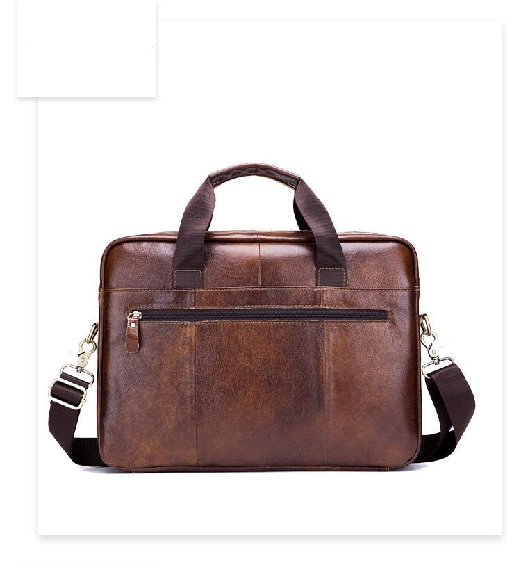 Leather Goods Laptop Computer Briefcase Men's Leather Shoulder Messenger Bag - Minihomy