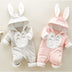 Newborn Jumpsuit Thickened Cotton Romper Boys And Girls Cartoon Rubbit Ears With Hood Jumpsuit - Minihomy