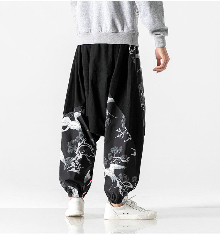 Chinese Style Baggy Traditional patchwork pants - Minihomy