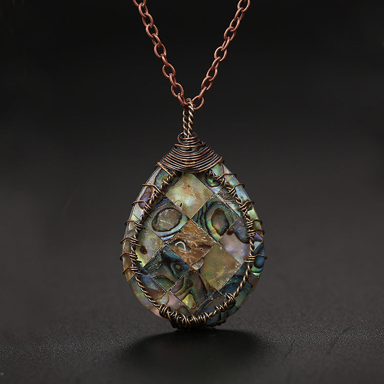 Natural color shellfish abalone shell winding necklace - Minihomy