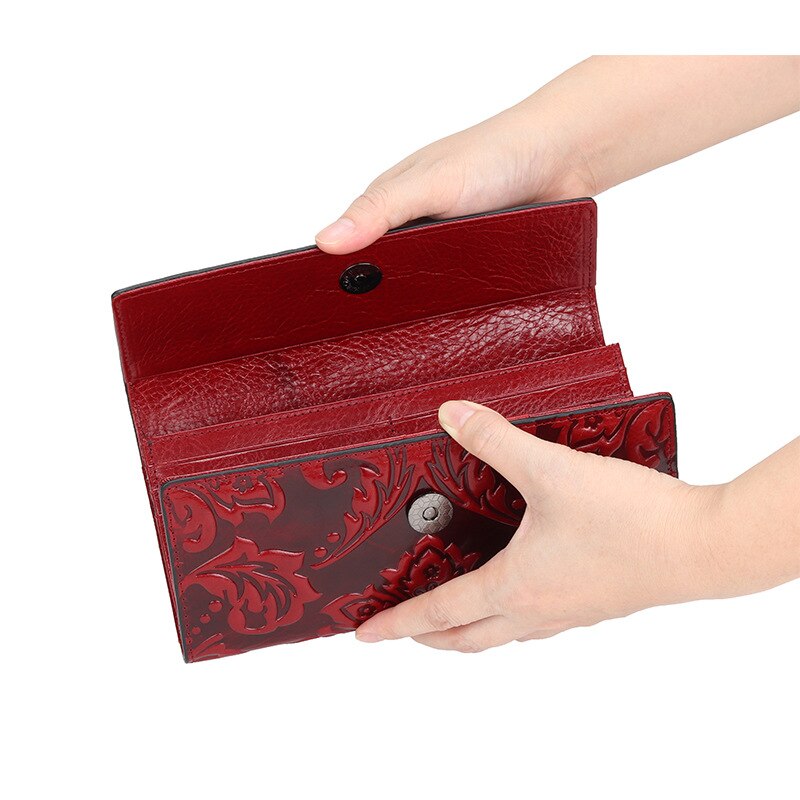 Long Three-fold  Women's Leather Wallet - Minihomy