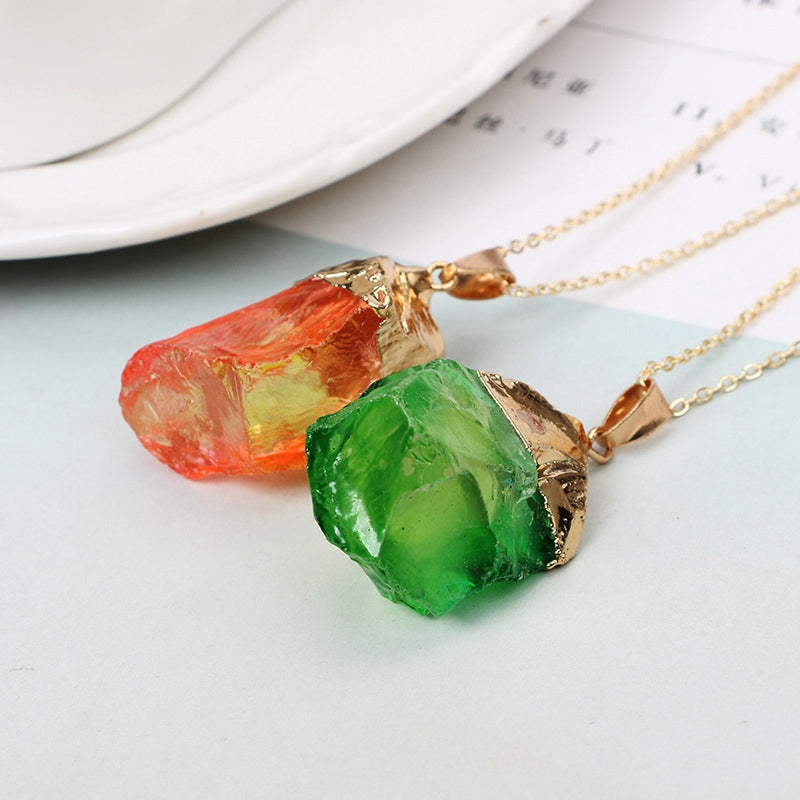 Natural Stone Choker Long Pendant Necklace for Women Gift - Minihomy