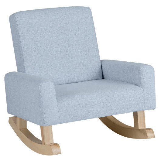 Kids Rocking Chair with Solid Wood Legs-Blue - Minihomy