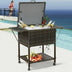 108 Qt Outdoor Portable Rattan Cooler Cart Trolley - Minihomy