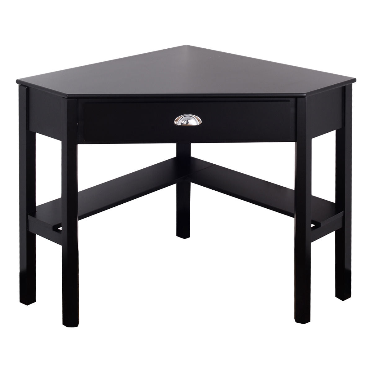 Corner Wooden Piece Laptop Computer Desk-Black - Color: Black - Minihomy