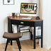 Corner Wooden Piece Laptop Computer Desk-Coffee - Color: Brown - Minihomy