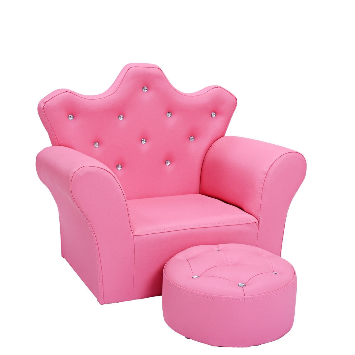 Pink Kids Sofa Armrest Couch with Ottoman - Minihomy