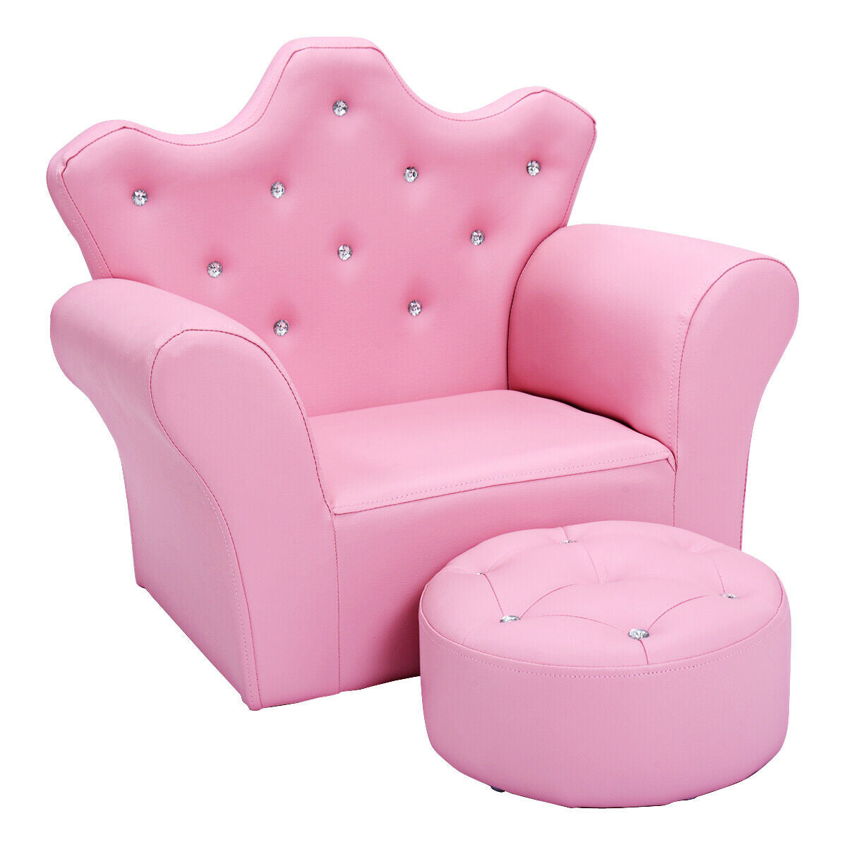 Pink Kids Sofa Armrest Couch with Ottoman - Minihomy