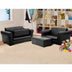 Black/White Kids Double Sofa with Ottoman-Black - Color: Black - Minihomy