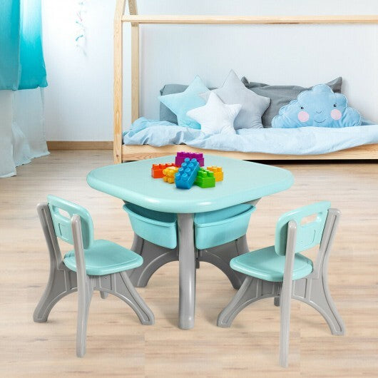 Children Kids Activity Table & Chair Set Play Furniture W/Storage-Blue - Color: Blue - Minihomy