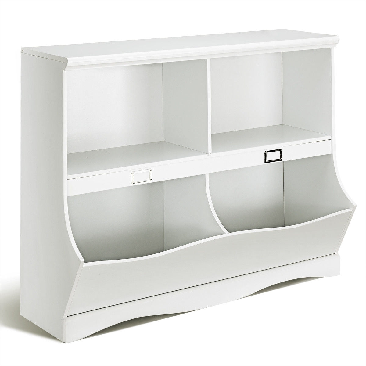 Kids Storage Unit Baby Toy Organizer Children Bookshelf Bookcase-White - Color: White - Minihomy