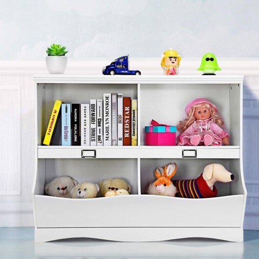 Kids Storage Unit Baby Toy Organizer Children Bookshelf Bookcase-White - Color: White - Minihomy