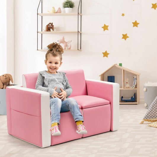 Multi-functional Kids Sofa Table Chair Set-Pink - Color: Pink - Minihomy