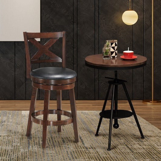 Swivel X-back Upholstered Counter Height Bar Stool with PVC Cushioned Seat-29 Inch