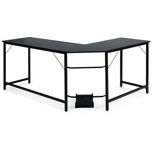 L Shaped Desk Corner Computer Desk PC Laptop Gaming Table Workstation-Black - Color: Black - Minihomy