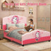 Kids Children Upholstered Platform Toddler Girl Pattern Bed - Minihomy