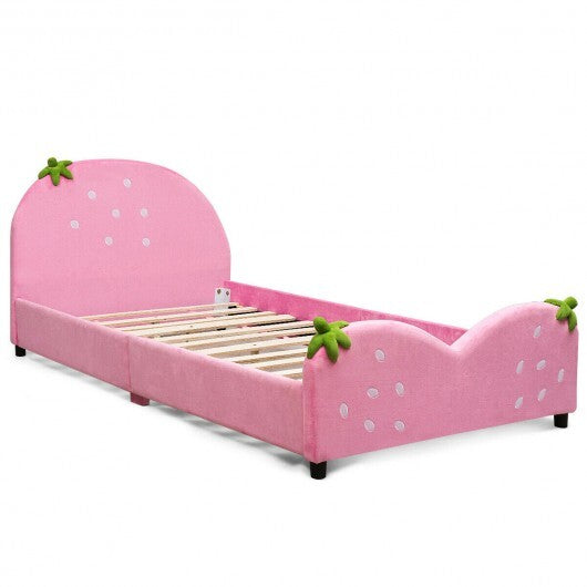 Kids Children Upholstered Berry Pattern Toddler Bed - Minihomy