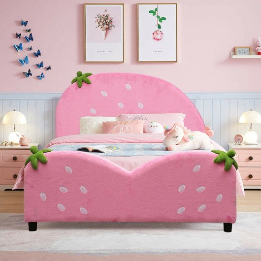 Kids Children Upholstered Berry Pattern Toddler Bed - Minihomy