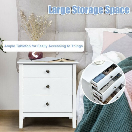 3 Drawers Nightstand Beside End Side Table Accent Table - Minihomy