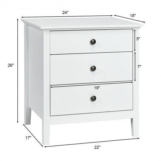 3 Drawers Nightstand Beside End Side Table Accent Table - Minihomy