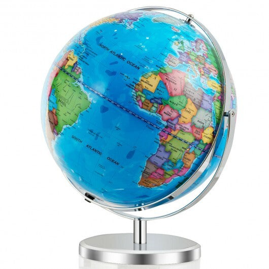 13" Illuminated World Globe 720? Rotating Map with LED Light - Minihomy